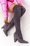 Semišové Kozačky Na Vysokém Podpatku Lu Boo šedé 38