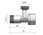 ARCO pračkový ventil L-85 1/2"x3/4", anticalc, chrom 728MN