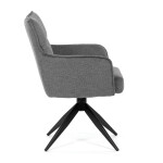 Židle jídelní, taštičkové pružiny v sedáku, 180° otočný mechanismus, šedá voděodolná látka, černý kov