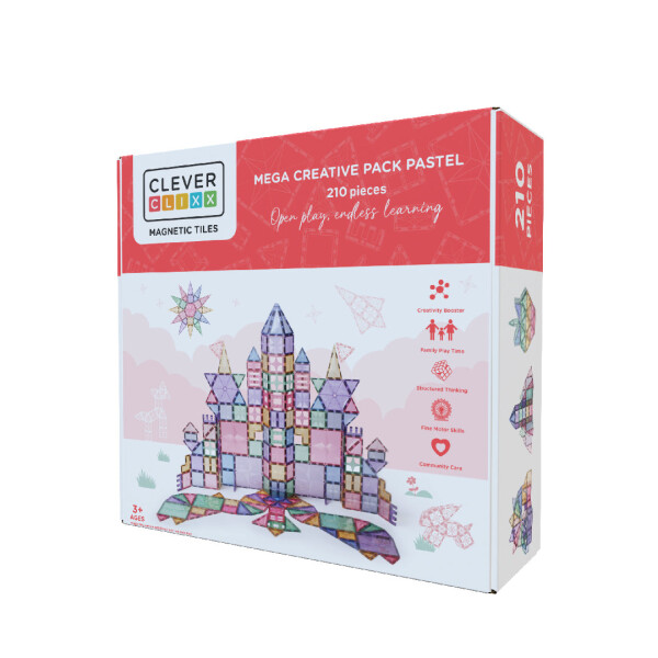 Mamido Cleverclixx Pastel Magnetická stavebnice velká kreativní sada 210 ks