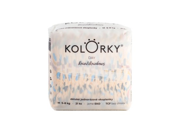 KOLORKY DAY jednorázové eko plenky déšť a duhy - M (5-8 kg), 21 ks