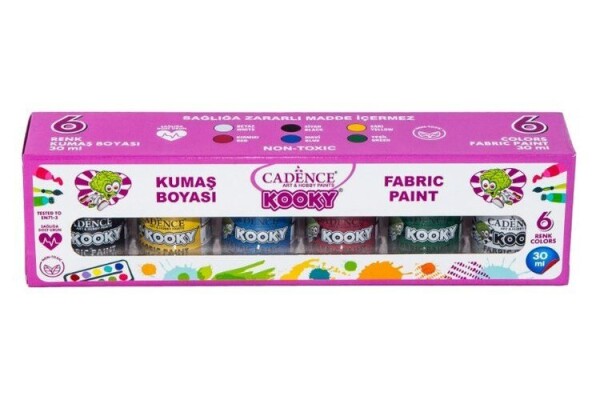 Akrylové barvy na textil Cadence Kooky, 30 ml, 6 barev - pro děti