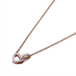 Ocelový náhrdelník Thomasa se zirkony - chirurgická ocel, srdce, Zlatá 40 cm + 5 cm (prodloužení)