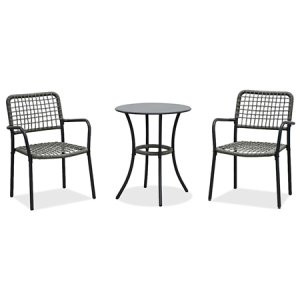 Balkónový set 1+2, stůl 60x60, židle umělý ratan barva antracit, kov antracit