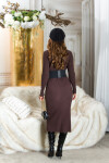 Sexy pletené šaty Mididress se zlatými detaily brown Einheitsgroesse