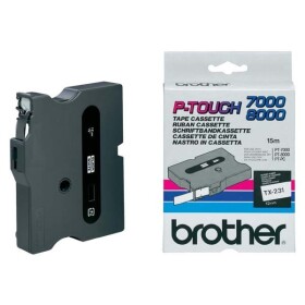 Brother TX-231, 12mm, černý tisk/bílý podklad - originální páska laminovaná
