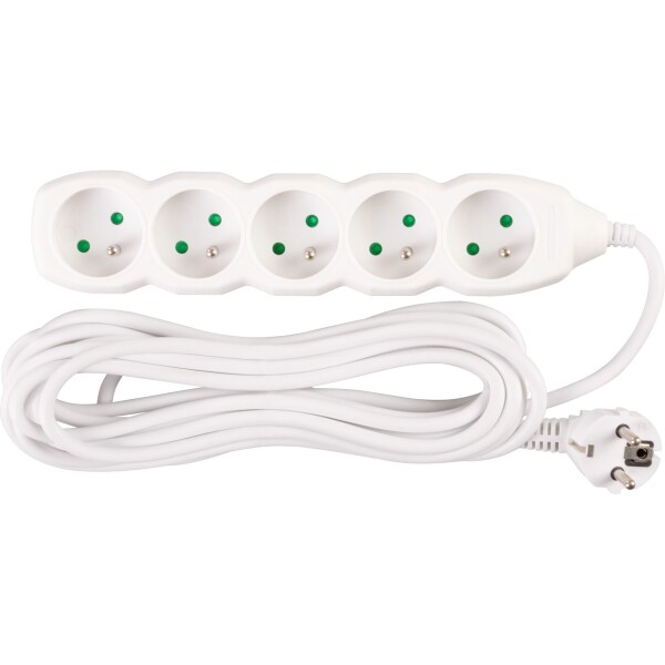 STREND PRO 213332 Prodlužovací kabel, 5m, 5 zásuvek, 3×1mm, bílý