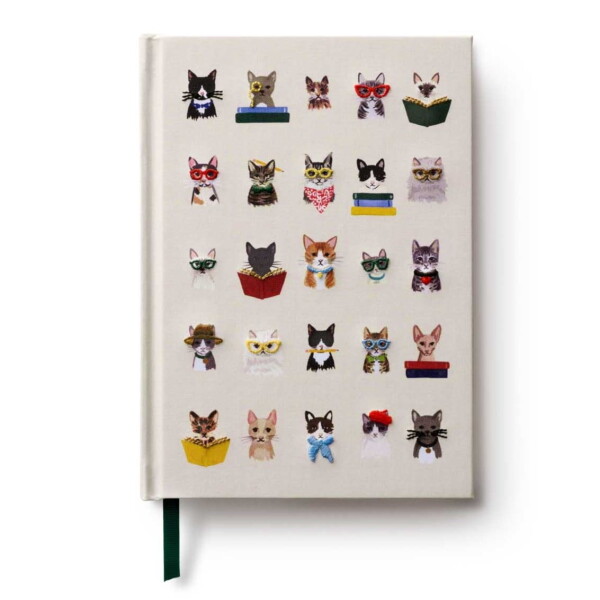 Rifle Paper Co. Vyšívaný linkovaný deník Cats, béžová barva, papír