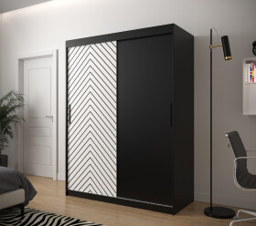 Šatní skříň Abi Jodelka Barva korpusu: Černá, Rozměry: 150 cm, Dveře: Bílá mat