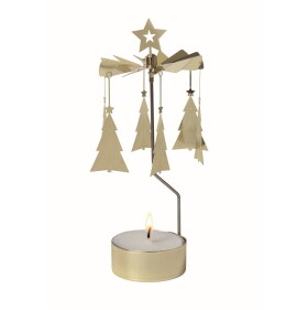 Pluto Design Rotující svícen Gold Trees, zlatá barva, kov