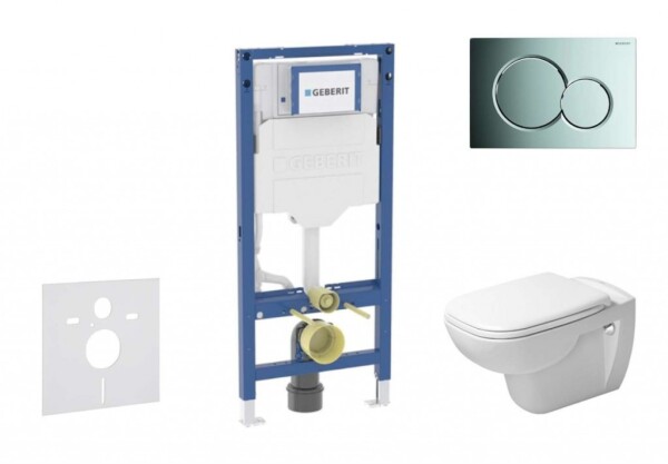 GEBERIT - Duofix Set předstěnové instalace, klozetu D-Code a sedátka softclose, tlačítko Sigma01, lesklý chrom SANI11CP1101