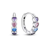 Stříbrné náušnice s barevnými srdíčky - stříbro 925/1000, Barevná/více barev