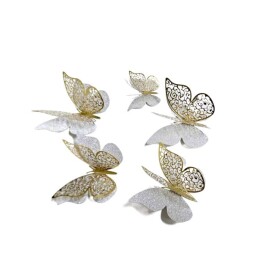 Dortisimo Nejedlá dekorace stříbrno-zlatá Motýlci (12 ks)