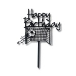 Dortisimo Zápich do dortu Happy Birthday s fotbalovou brankou černý