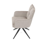 Židle jídelní, taštičkové pružiny v sedáku, 180° otočný mechanismus, lanýžová voděodolná látka, černý kov