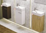 Erga Kim, závěsná WC skříňka 39x21x60 cm + keramické umyvadlo 40cm, bílá lesklá, ERG-207-D-04003+1406 ERG-207-D-04003-1406