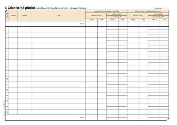 Kniha evidence DPH, A4, 32 listů