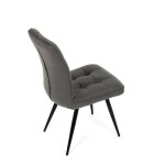 Židle jídelní, šedá látka v dekoru broušené kůže, černý kov