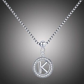 Stříbrný řetízek s přívěskem ve tvaru písmena K - stříbro 925/1000, Stříbrná 45 cm K