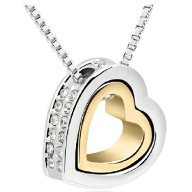 Stříbrný náhrdelník Dvojité srdce - 4 barvy Barva: Zlato-bílý