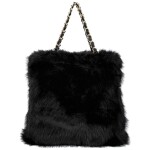 Módní dámská plyšová kabelka do ruky Lilith, černá