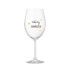 TEKUTÝ DÁREČEK - čirá sklenice na víno 350 ml