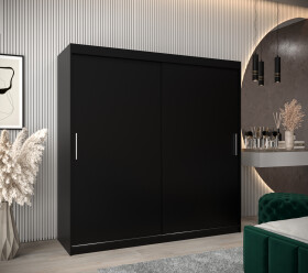 Šatní skříň Abi T0 s posuvnými dveřmi Barva korpusu: Černá, Rozměry: 200 cm, Dveře: Černá