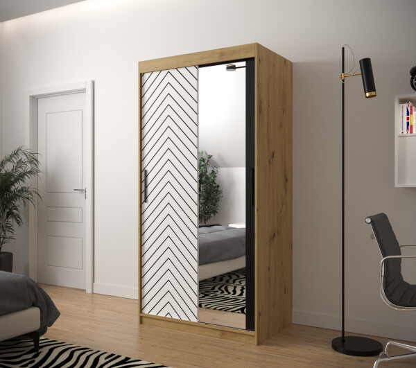 Šatní skříň Abi Jodelka 2 Barva korpusu: Dub artisan, Rozměry: 100 cm, Dveře: Bílá mat