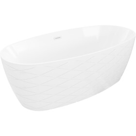 MEXEN/S - Olea volně stojící vana vzor 170 x 80, bílá, sifon a přepad bílá 52821708000-20