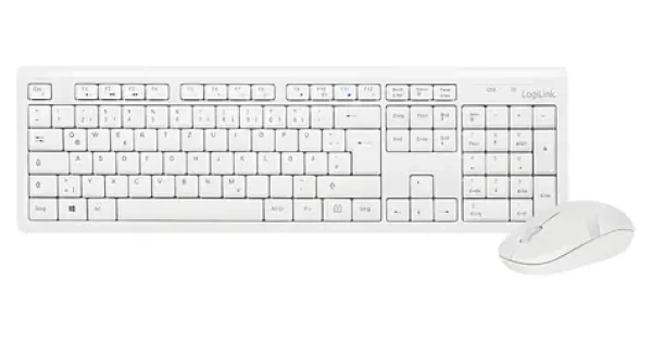 LogiLink Sada klávesnice a myši bílá / Bezdrátová sada klávesnice a myši / Německá klávesnice / 2.4 GHz / 1000 DPI (ID0104W)