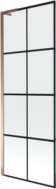 MEXEN/S - Next L vanová zástěna FIX 70 x 150, černá vzor, růžové zlato 895-070-000-03-77-60