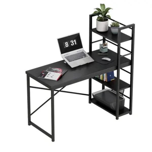 Mark Adler Leader 4.0 černá / Pracovní stůl / s policemi / výška 76 cm / deska 119.5 x 48 cm (MA-LEADER 4.0 BLACK)