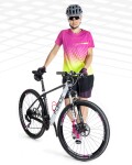 Dres FORCE MTB ANGLE dámský, krátký rukáv, růžovo-fluo