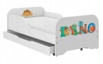 DumDekorace Dětská postel MIKI, 160 x 80 cm, s matrací a lamelovým roštem – DINO KIDS
