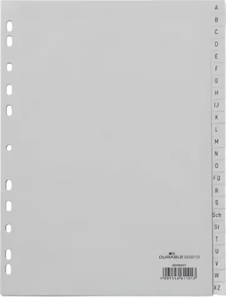 Durable A-Z šedá / Rejstřík / A4 / PP / 24 dílů / 10 ks (650810)