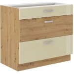 Spodní skříňka Artisan 80 D 3S BB - Premium Box Barva korpusu: Dub artisan, Barva dvířek: Bílý lesk