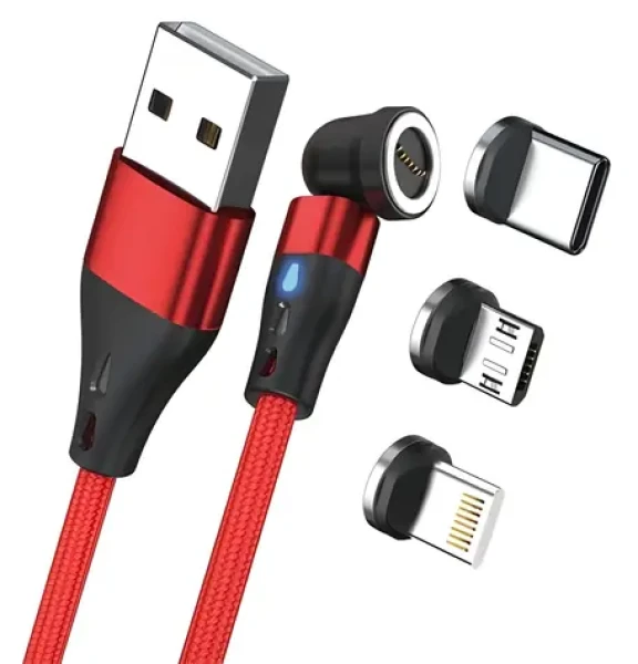 RealPower Magnetic 3A červená / Magnetický nabíjecí kabel / USB-A / 2 m / 6 adaptérů (439644)