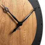 DumDekorace Nástěnné hodiny BLACK&amp;OAK 2 XXL 75 cm z dubového dřeva s tichým mechanismem
