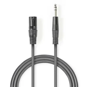 Nedis Vyvážený Audio kabel XLR 3pinový (M) - jack 6.35 mm (M) 5.00 m tmavě šedá (COTH15100GY50)