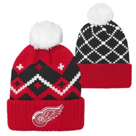 Outerstuff Dětská zimní čepice Detroit Red Wings NHL Patchwork Cuffed Knit