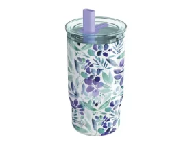 Quokka Nerezový termohrnek s brčkem Mist Violet Blooms 720 ml (40165QO)