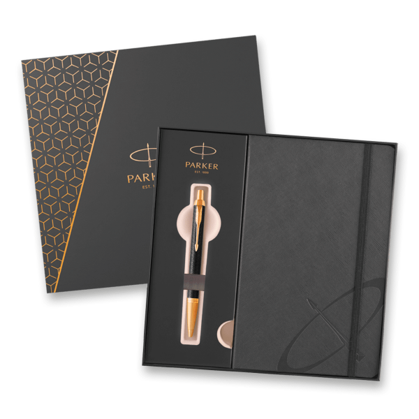 Parker IM Premium Black GT - kuličkové pero v dárkové kazetě se zápisníkem