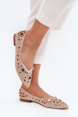 Dámské Baletky Ozdobené Krystaly Béžové Valena 36