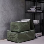 House Doctor Úložný textilní box Canva Green, zelená barva, textil