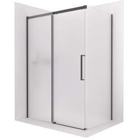 CERANO - Sprchový kout Lantono - levá - 8 mm - Soft-Close - černá matná, mléčné sklo - 140x100 - posuvný CER-665272
