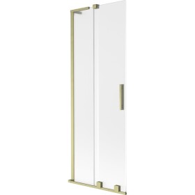 MEXEN/S - Velar L dvoukřídlá posuvná vanová zástěna 75 x 150, dekor, zlatá kartáčovaná 896-075-003-31-55