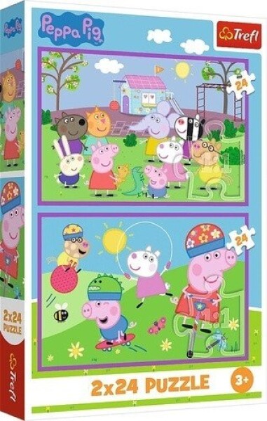 Puzzle Prasátko Peppa: Peppa na hřišti 2x24 dílků