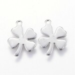 Přívěsek z nerezové oceli - čtyřlístek - 13,5 x 10 x 0,7 mm - 1 ks