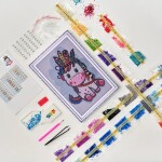 Antistresové omalovánky TSvetnoy TSvetnoy, LC044e, Diamond painting - diamantové malování, 20 x 30 cm, Jednorožec Indián