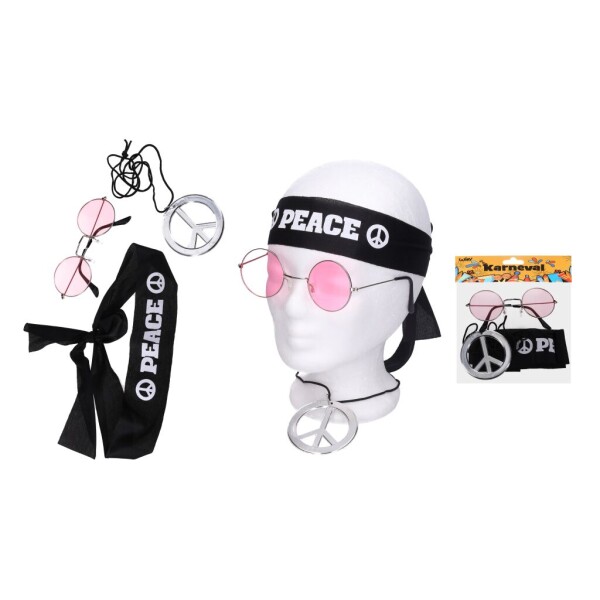 Wiky Sada hipís : čelenka, brýle, náhrdelník